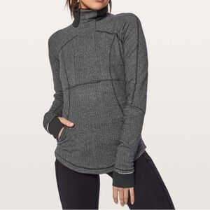 Lululemon Base Runner 1/2 Zip Heathered Herringbone Black Size 6